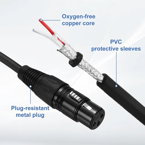 Miniatura 3 de MECCANIXITY Cable de micrófono XLR macho a hembra de 1 pie y 3 pines, adaptador XLR macho a hembra, cable de micrófono para estudio de escenario, 2