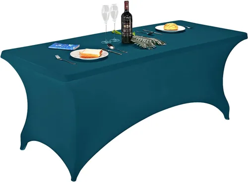Miniatura 11 de LZY Cubierta de Mesa Elástica Ajustable de Spandex para Mesa Plegable de 6 pies, 4 pies o 8 pies, Mantel de Cóctel Rectangular, Perfecto para Champn