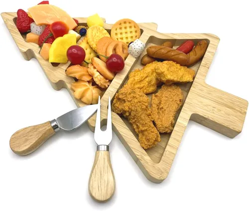 Miniatura 3 de Tabla de Servir de Bambú, Platos Reutilizables de Bambú para Múltiples Espacios, Juego de Tabla para Charcutería de Forma Novedosa con Cuchillo
