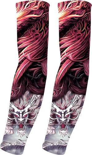 Mangas de protección solar UV para hombres y mujeres, manga de enfriamiento de compresión deportiva UPF 50+, regalo único de manga de tatuaje Phoenix