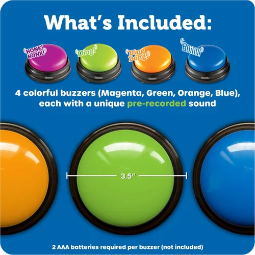 Miniatura 7 de Learning Resources Answer Buzzers - Suministros imprescindibles para el aula, juguetes para niños, botón de efectos de sonido, programas