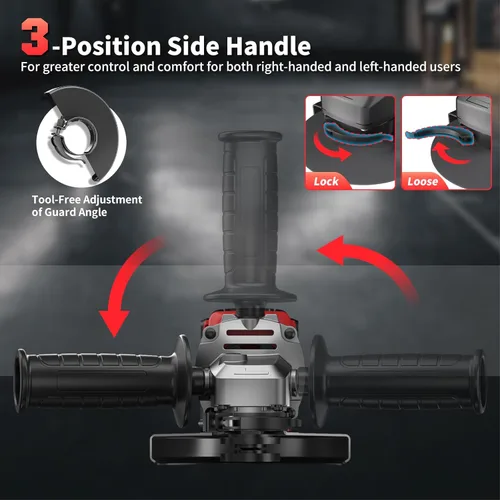 Miniatura 5 de Amoladora angular de 4-1/2 pulgadas inalámbrica compatible con batería Milwaukee de 18 V/M18, amoladora eléctrica de 6 velocidades variables