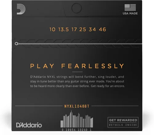 Miniatura 2 de Cuerdas para Guitarra Eléctrica D'Addario, NYXL Niqueladas, NYXL1046BT, Calibre Ligero Regular Tensión Balanceada 10-46, Juego de 6 Cuerdas, Paquete