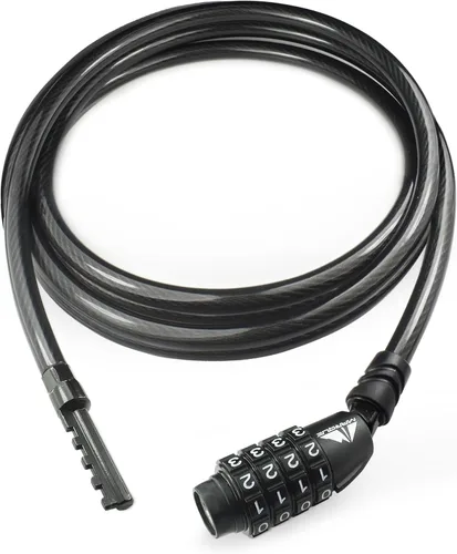 MARQUE Cable de bloqueo de bicicleta de combinación recta, 3/8 pulgadas (5 pies, 10 pies, 15 pies, 25 pies), bloqueo de combinación reiniciable, 10