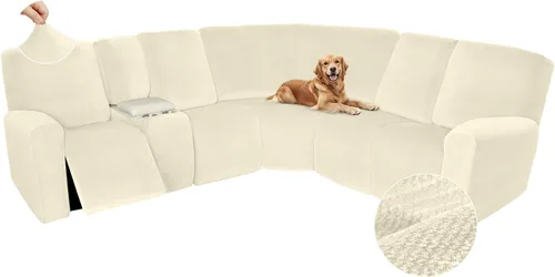 Miniatura 40 de Arfntevss Fundas de sofá seccional reclinable de terciopelo, Funda de sofá seccional de esquina para sofá reclinable, Funda elástica suave