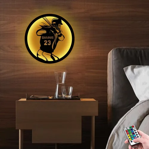 Miniatura 4 de Letrero de metal personalizado para jugador de sóftbol con luz LED, nombre y número personalizado, arte de pared de sóftbol, letrero de neón
