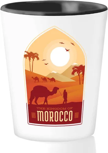 Bubble Hugs Vaso de chupito de Marruecos 1.5Oz - El K de Marruecos - Camel Sahara Desert Tourist Souvenir Travel África Arabian