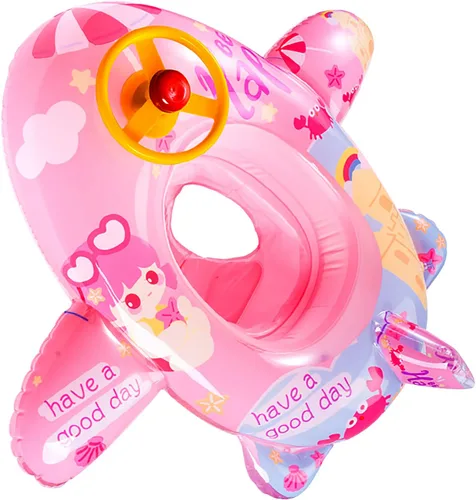 Miniatura 2 de Lindo flotador inflable de piscina para niños, flotador de verano de PVC, cama de aire, lago, barco, flotadores de natación con 2 asas, balsa