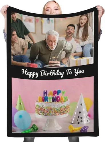 Miniatura 14 de Regalos de cumpleaños personalizados, manta personalizada con mis propias fotos para mujeres, hombres, mamá, papá
