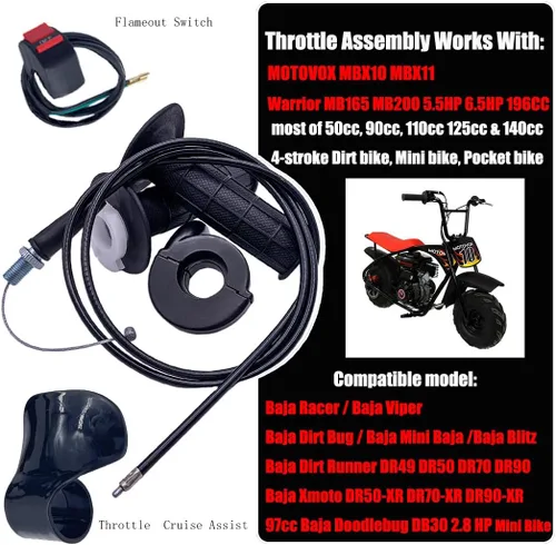 Miniatura 2 de Auto-Moto Twist - Juego de empuñaduras de carcasa de cable de acelerador para mini bicicleta, Pit Bike Dirt Bike MOTOVOX MBX10 MBX11 y Warrior MB165