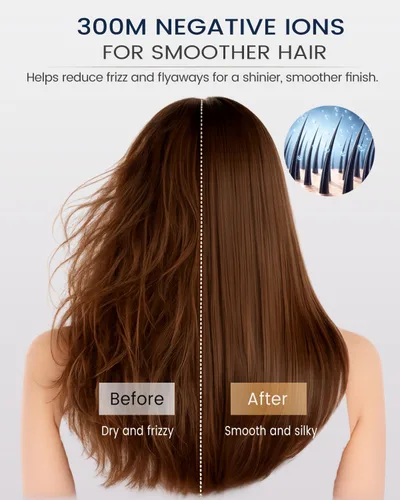 Miniatura 3 de Secador de pelo iónico, secadora de arco de alta velocidad de 120,000 RPM con difusor para cabello rizado, grueso y encrespado, secador de pelo