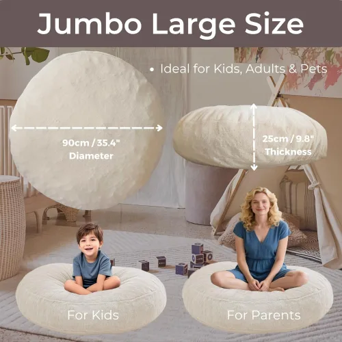 Miniatura 3 de Silla de Puf Wonder Space – Relleno de Espuma Suave Funda Desmontable y Lavable Tela Ultrasuave de Felpa - Cojín de Piso Minimalista para Niños