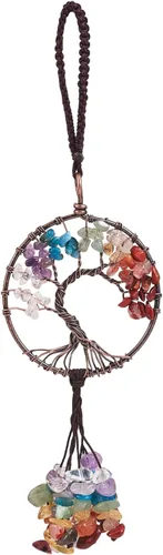Accesorio decorativo para automóvil, adorno de árbol de la vida de 7 chakras, piedra preciosa natural, dije de árbol de la vida, piedra de cristal