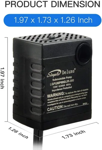 Miniatura 3 de Simple Deluxe Bomba de mesa de agua de 80 GPH con entrada ajustable para pecera, hidroponía, acuaponía, fuentes, estanques, estatuas, acuarios