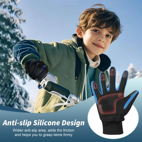 Miniatura 2 de Sukeen Guantes de invierno para niños, antideslizantes para pantalla táctil, guantes de ciclismo para niños y niñas, guantes ligeros para correr