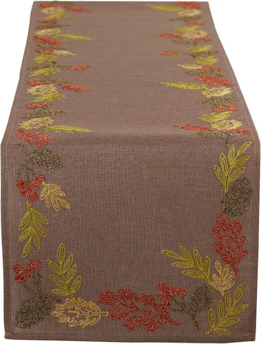 Miniatura 11 de DII Decoración de mesa de otoño bordada para comedor de Acción de Gracias, camino de mesa, 14 x 70 pulgadas, hojas de otoño
