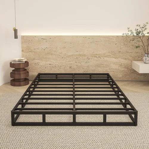 Miniatura 5 de Base de cama tamaño Queen de 7 pulgadas de alto, base de colchón de metal resistente de 3000 libras con funda de tela, fácil montaje, silenciosa