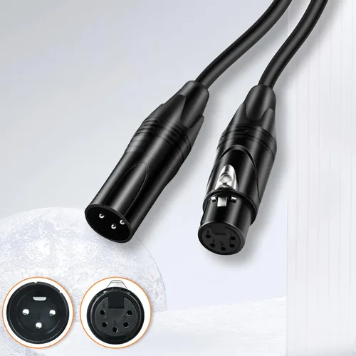 Miniatura 2 de Paquete de 2 adaptadores DMX, 6 pulgadas XLR 3M a XLR 5F DMX cable de iluminación para entrada y salida de iluminación de escenario