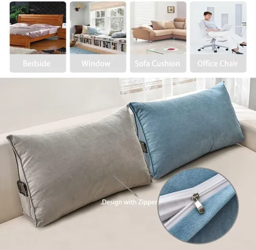 Miniatura 3 de Almohada de cuña para cabecero de cama con funda extraíble, soporte de posicionamiento triangular, respaldo de lectura, almohada de cuña