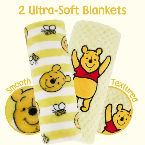 Miniatura 8 de Disney Paquete de 2 mantas de bebé para bebés y recién nacidos, manta de forro polar texturizado de felpa Winnie The Pooh, regalo unisex perfecto