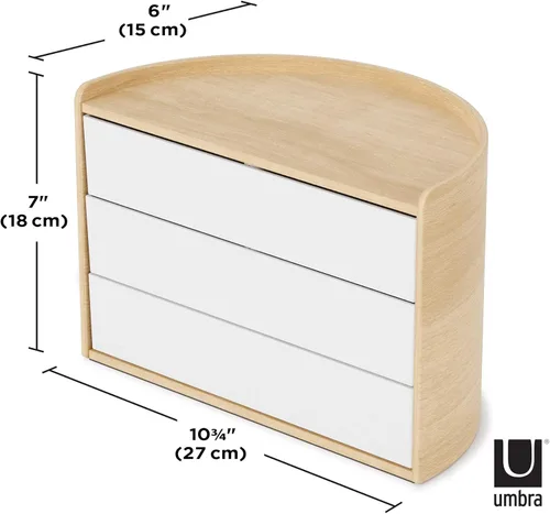 Miniatura 3 de Umbra Moona Caja de almacenamiento, color blanco y natural Blanco/Natural
