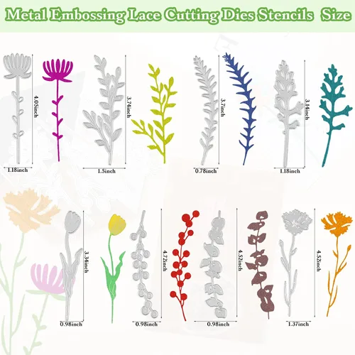 Miniatura 2 de 24 troqueles de corte de metal con diseño de flores silvestres, plantillas de estampado de hojas de flores para hacer tarjetas, Acción de Gracias