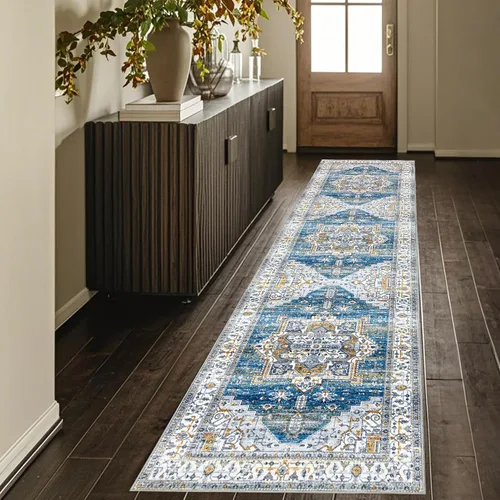 Miniatura 21 de Alfombra lavable para pasillo de 2 x 3: alfombra suave vintage para cocina, baño, lavandería, con respaldo antideslizante, alfombra de piso