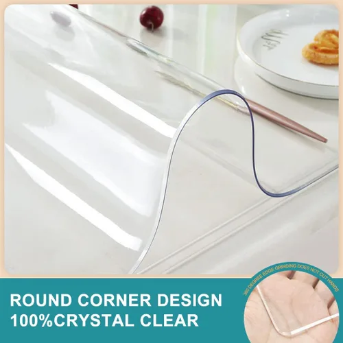 Miniatura 5 de Protección de mesa de PVC transparente de varios tamaños para mesa de comedor pequeña, resistente al calor, impermeable, tapete de computadora
