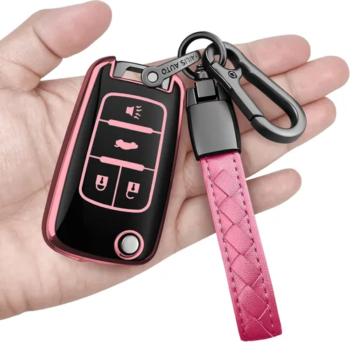 Miniatura 13 de Funda para llave de Chevrolet con llavero, carcasa protectora de TPU suave con protección completa compatible con Chevy Equinox Camaro Cruze Malibu