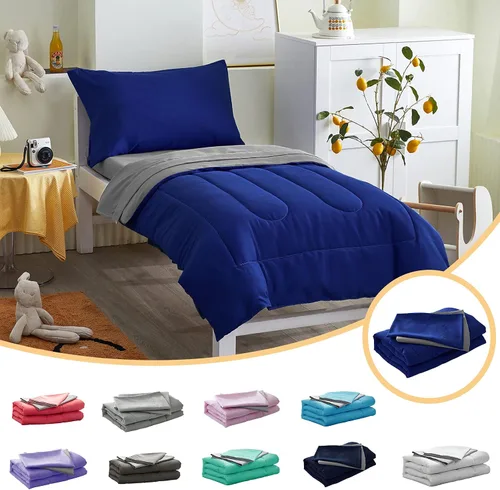 Miniatura 14 de UOZZI BEDDING Juego de sábanas para niños pequeños de 4 piezas, ultra suave y transpirable, incluye edredón, sábana encimera, sábana bajera y funda