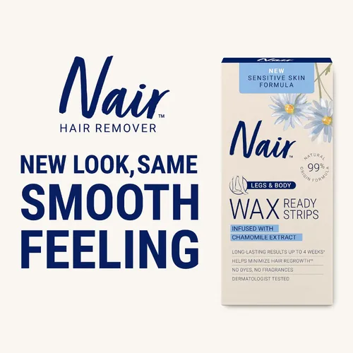 Miniatura 3 de Nair Tiras de cera para depilación sensible, tiras de cera para depilación facial y bikini, 40