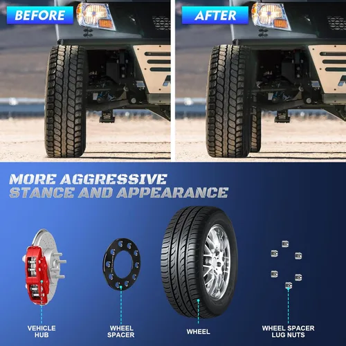 Miniatura 6 de Espaciadores de rueda universales 5x4.5 5x114.3 5x4.75 para Ford/Jeep/Toyota/Honda/Nissan, adaptadores de rueda de 1/4" (6mm) de 4 piezas