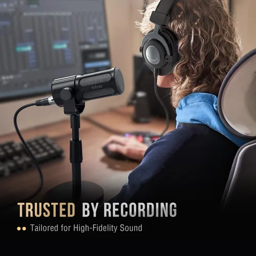 Miniatura 9 de FIFINE Micrófono dinámico XLR, micrófono vocal de estudio para grabación, micrófono de podcast XLR de metal con impulso medio, filtro de corte bajo