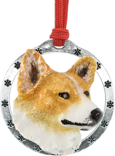 Miniatura 15 de Adorno navideño para colgar en la cabeza de collie con borde de peltre antiguo hecho a mano para decorar coronas y árboles de Navidad del hogar