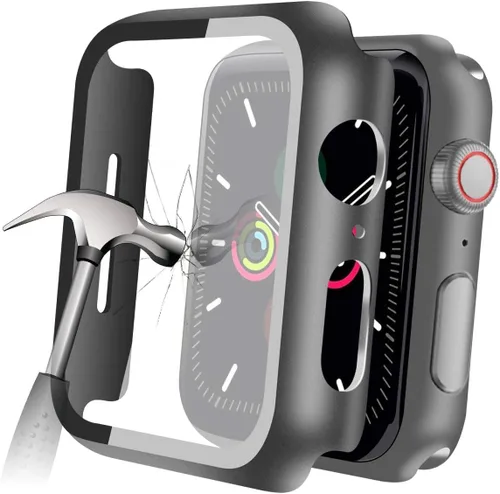 Miniatura 6 de YMHML Funda compatible con Apple Watch de 1.496 pulgadas Series 3/2/1 con protector de pantalla de vidrio templado integrado, protector delgado