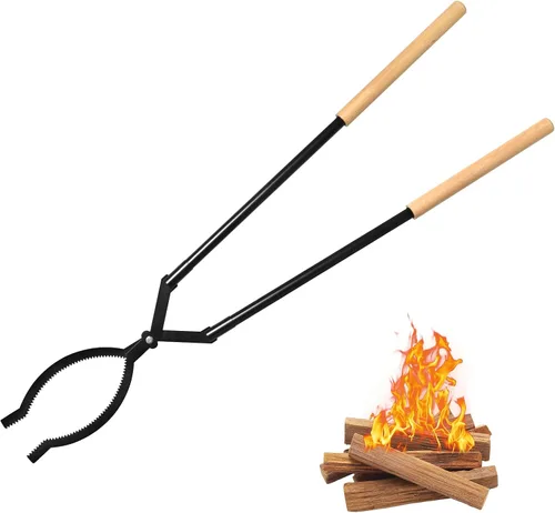 Pinzas para Leña de Servicio Pesado – Pinzas Grandes para Chimenea de 42" Agarrador de Troncos con Forma de Tijera Serrada, Pinzas Portátiles