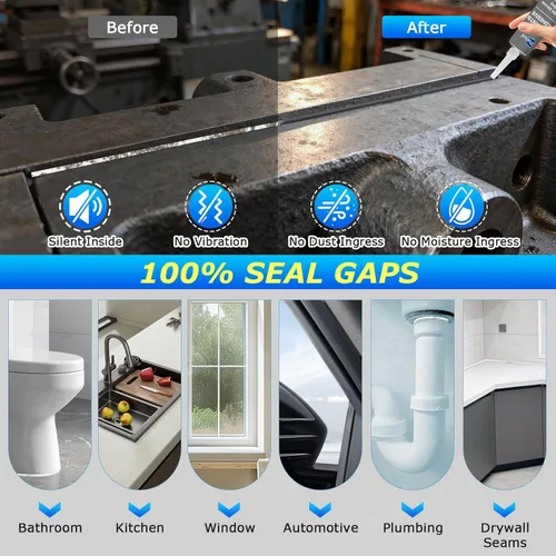 Miniatura 3 de Sellador Adhesivo de Silicona RTV Gris 100% Silicona de Alta Temperatura Calafateo Impermeable Adhesión Más Fuerte A Prueba de Encogimiento