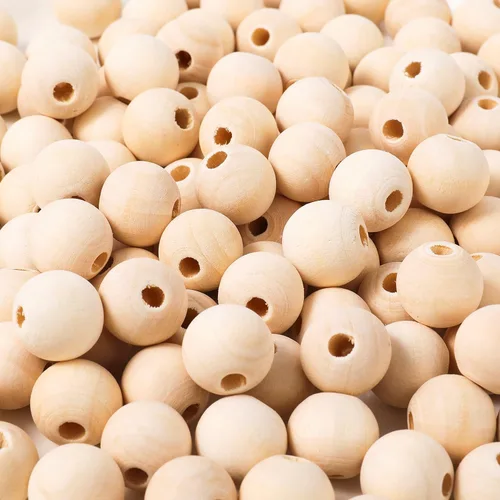 Miniatura 10 de 1000 piezas de cuentas de madera de 6 mm, cuentas de madera natural sin terminar, cuentas de madera redondas sueltas para manualidades, cuentas