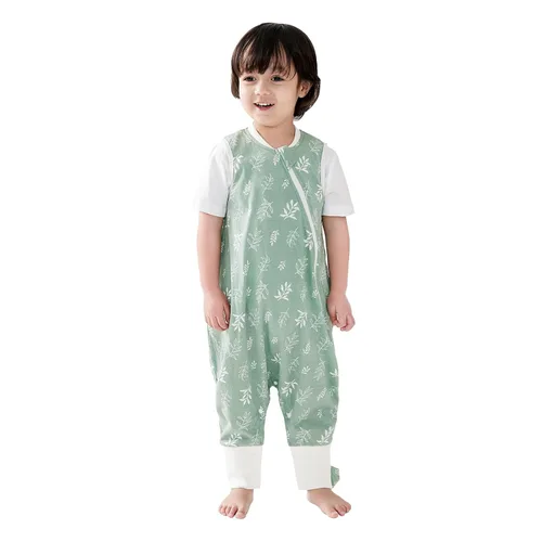 Miniatura 19 de Duomiaomiao Paquete de 2 bolsas de dormir TOG para niños de 6 a 12 meses, 100% algodón, ligero, con pies, transpirable, cómoda manta para niños