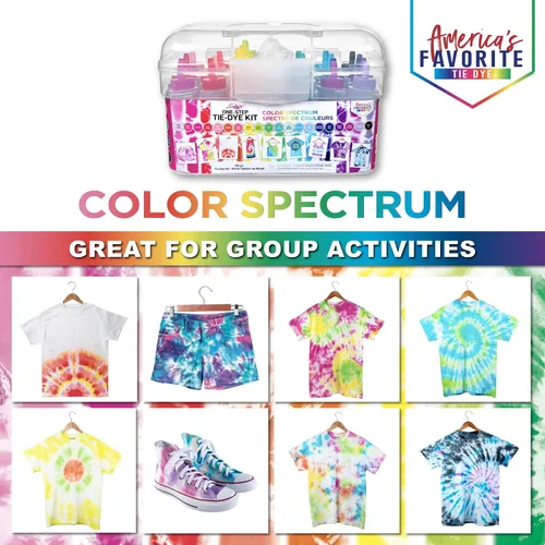 Miniatura 4 de Tulip Kit de teñido anudado de un solo paso Color Spectrum, 24 botellas, colores arcoíris, kit de tie-dye todo en uno para grupos grandes