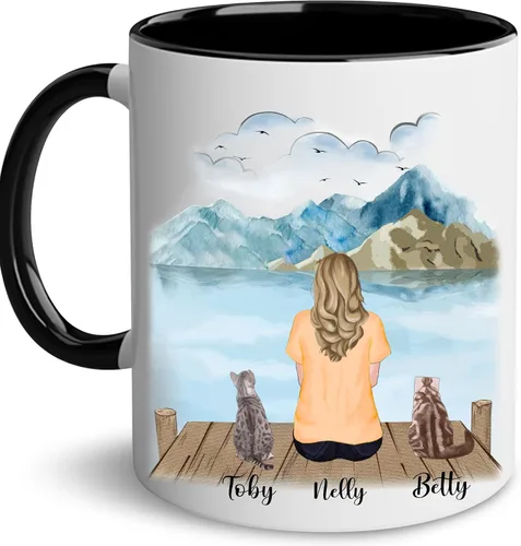 Miniatura 24 de WHIDOBE Taza personalizada de gato (1 gato) de 11 onzas, taza de 15 onzas para amantes de los gatos con avatar, gatito, nombres, regalo