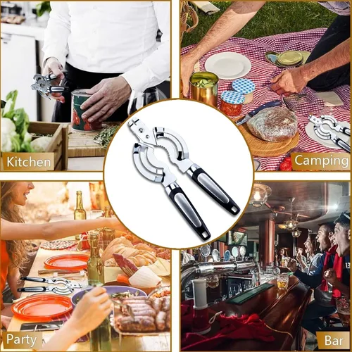 Miniatura 8 de Abridor de tarros, abridor de tarros múltiples para manos débiles, abridor de tapa de tarro de acero inoxidable, abrebotellas de cerveza para manos