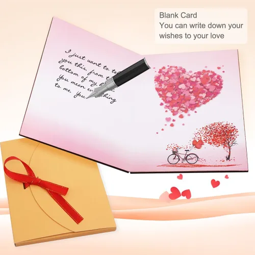 Miniatura 4 de Creawoo Tarjeta de felicitación de amor hecha a mano de madera de nogal con caja de regalo única, el mejor día de San Valentín, aniversario