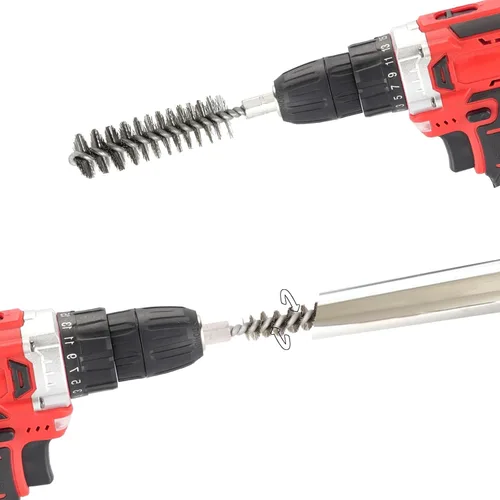 Miniatura 5 de 6 cepillos para taladro, vástago hexagonal de 1/4 de pulgada, cepillo de alambre trenzado de acero inoxidable para taladro, cepillo de alambre