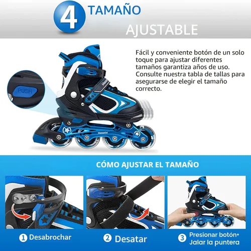 Miniatura 3 de MammyGol Adjustable Inline Skates for Kids Boys Girls Youth Blades Roller Skates with Light up Wheels Ages 4-16 Azul