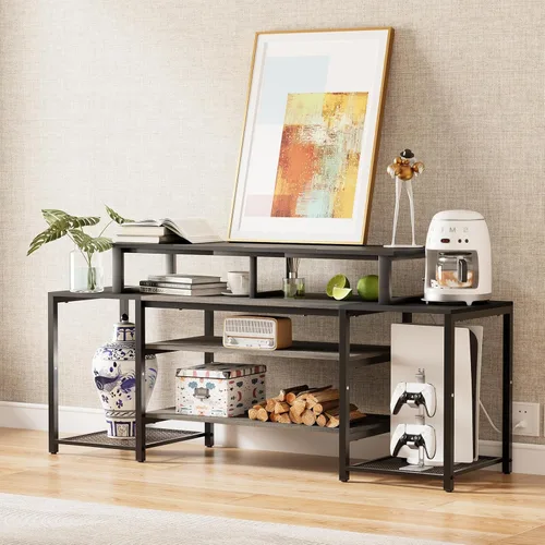 Miniatura 7 de aboxoo Elevador de TV de 45 pulgadas para TV de 32 a 60 pulgadas, estante elevador de TV, elevador de soporte de TV de mesa, mesa de monitor de Negro
