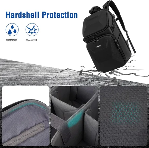 Miniatura 6 de MOSISO Mochila para cámara, bolsa para cámara DSLR con cubierta impermeable para lluvia, funda rígida de panal de abeja, mochila de viaje