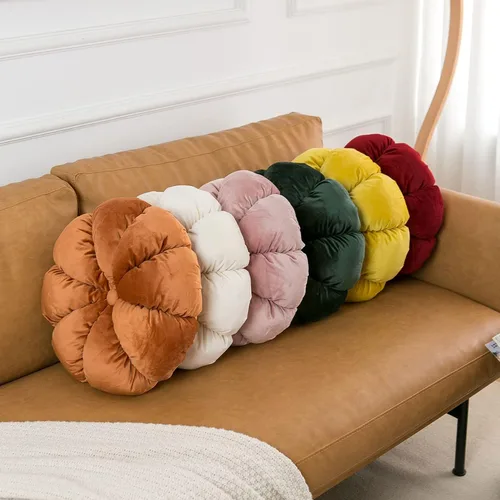 Miniatura 5 de Cojín de almohada de flores redondo decorativo para sofá, dormitorio, cojín de suelo en forma de flor para niñas y niños (naranja, 15.7 pulgadas)