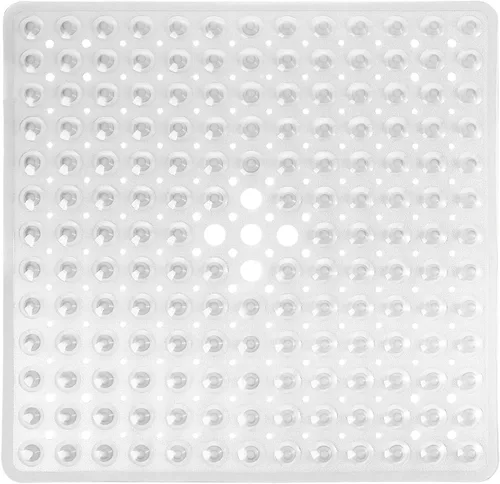 Miniatura 18 de Yimobra Tapete para ducha antideslizante, 21 x 21 pulgadas, tapete cuadrado suave para ducha con ventosas y agujeros de drenaje, tapetes para baño
