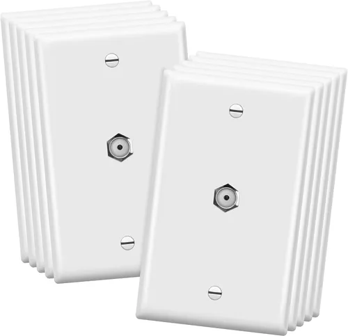Miniatura 8 de ENERLITES Placa de pared coaxial, 2 puertos, conector acoplador tipo F F81 para cable coaxial de televisión, 1 banda 4.50 x 2.76 pulgadas, 6621-W